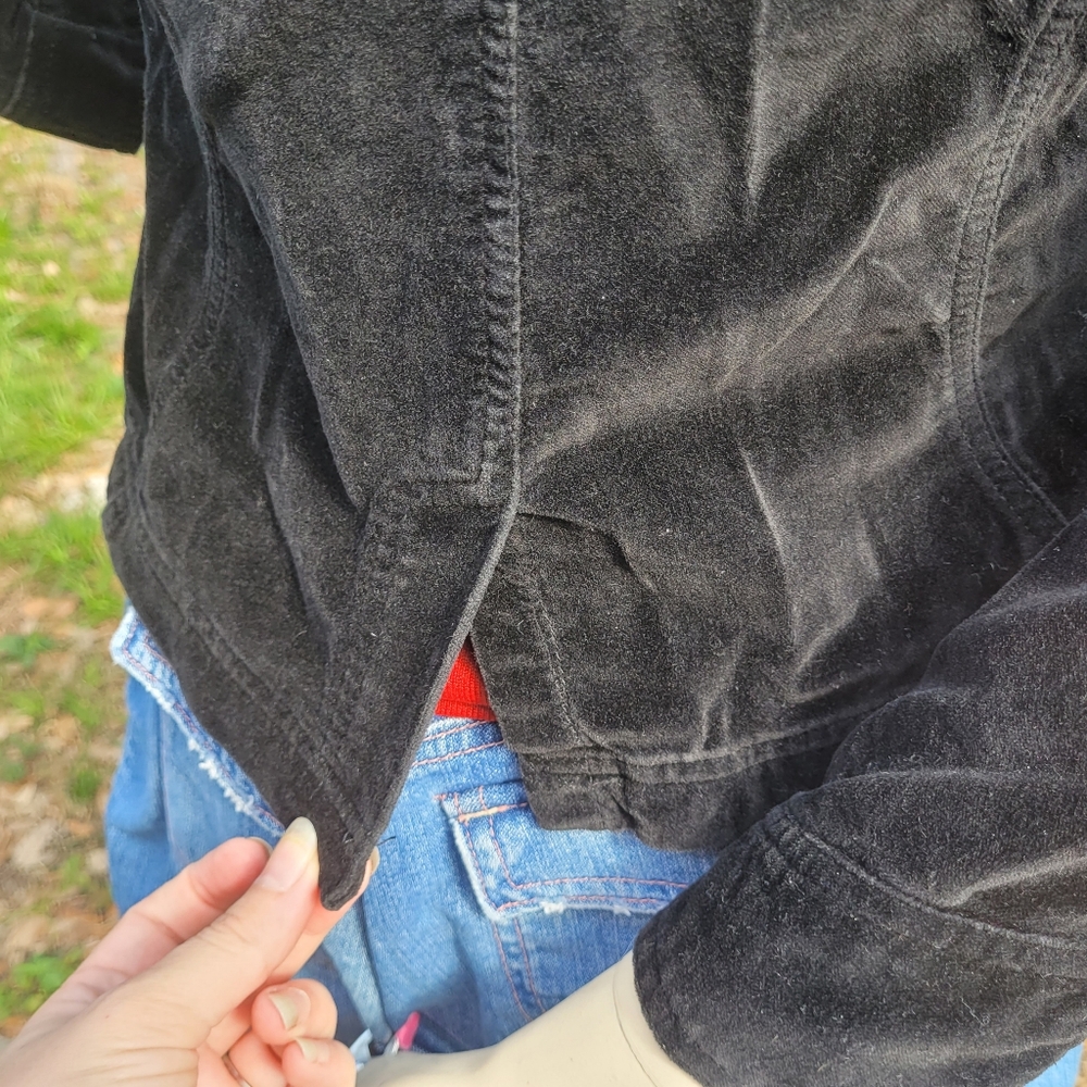 [EUC] Live a Little 🖤 VTG Black Velveteen Jacket w/ Pockets, Sz Medium, 90s-Y2K - Picture 8 of 17